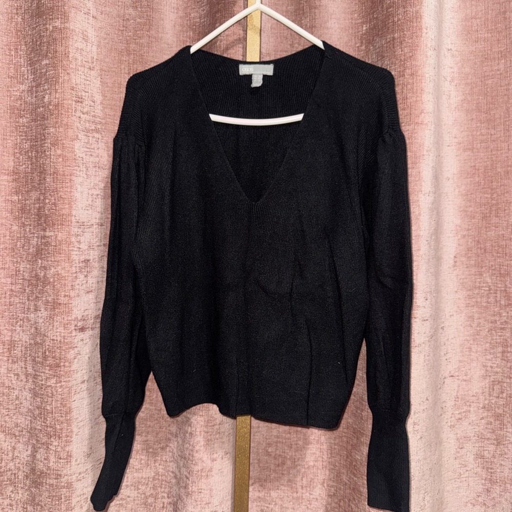 ASOS DESIGN Curve v neck sweater w ith blouson sleeve